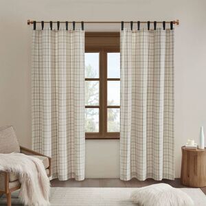 Madison Park - 84"x50" Preston Plaid Faux Leather Tab Top Room Da White/Brown